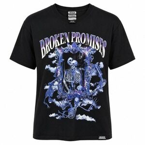 Broken Promises Gothcore Graphic Tee Men Medium Skeleton Grunge Emo Revival